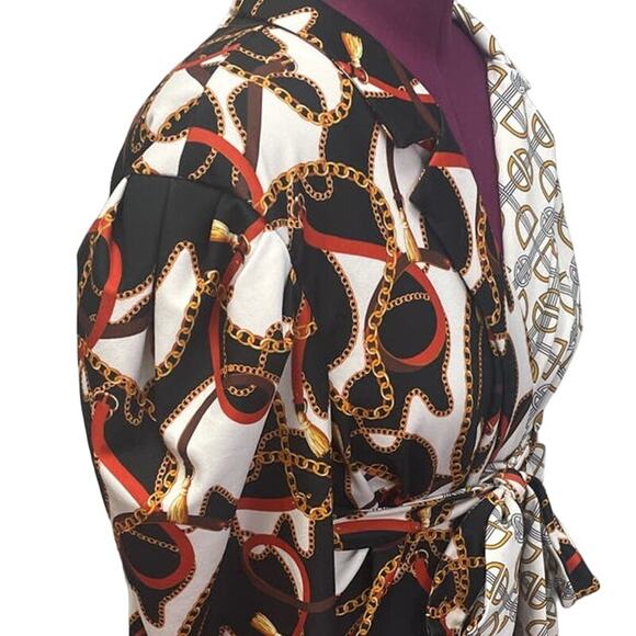 Ashley Stewart Womens Plus Size 26/28 Long Sleeve Chain Design Wrap Dress - Picture 5 of 6